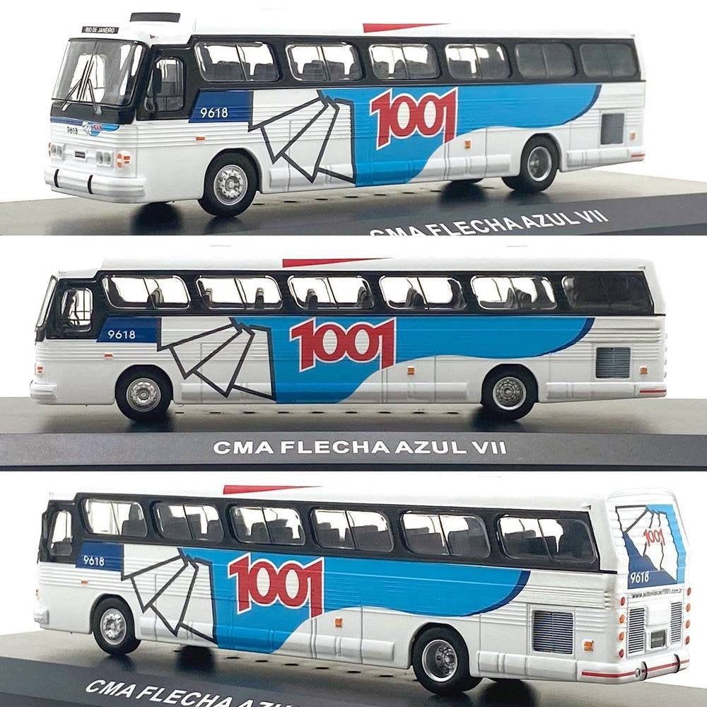 Miniatura Ônibus Scania CMA Flecha Azul VII "1001" - Escala 1/43 (Controle Remoto)
